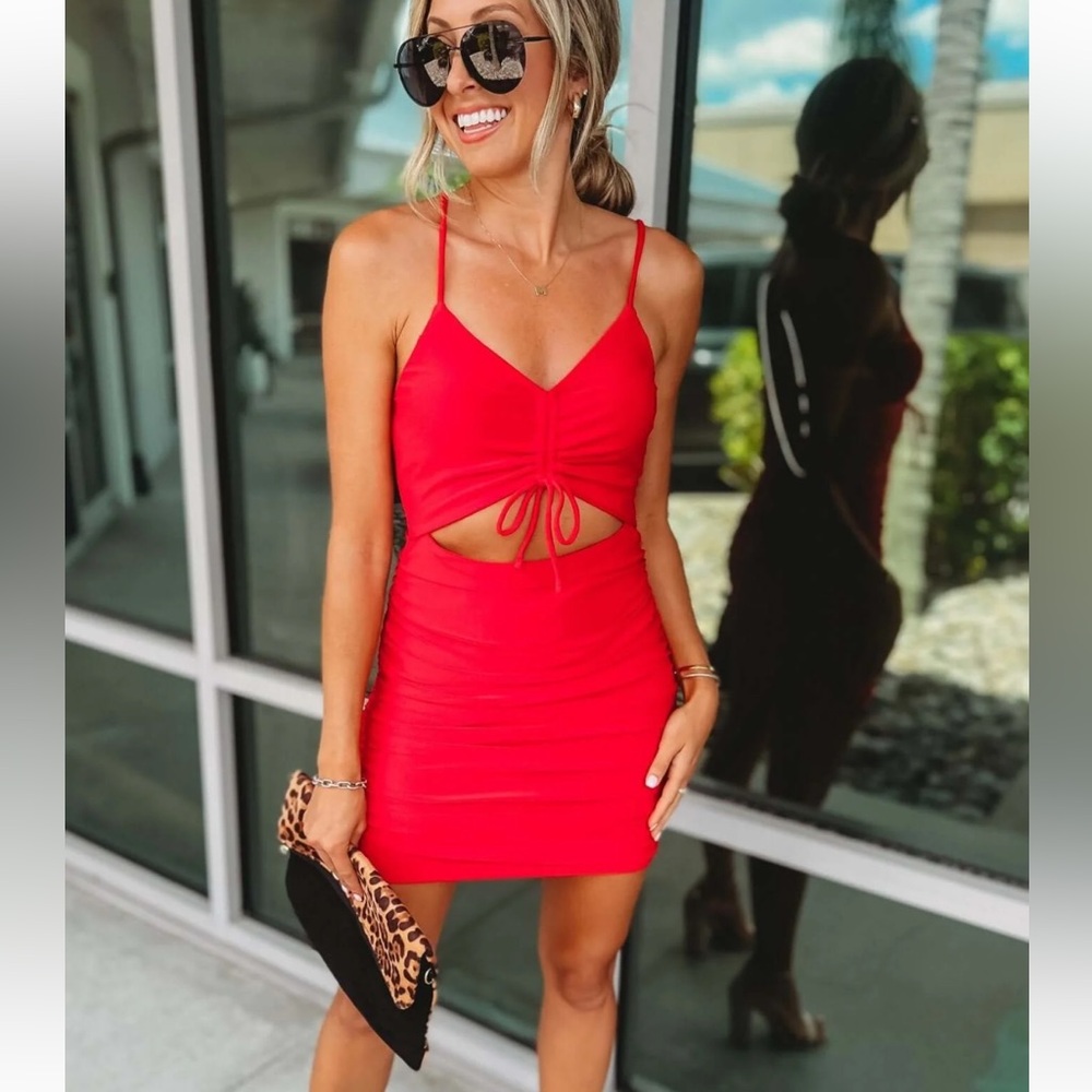 Simply Me Boutique The Whole Truth Cutout Ruched Mini Dress